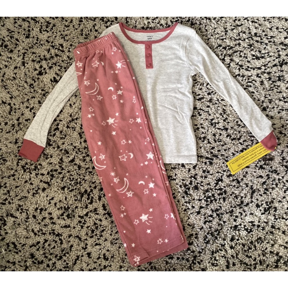 Carter's Moon Top & Fleece Bottoms Pajamas Size 6